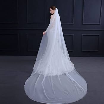 Amazon.com: Ursumy Wedding 2T Veil Long Cathedral Veil Soft